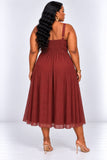 SIMPLY SWEET TIE FRONT MIDI DRESS PLUS