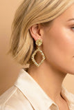 Rough Textured Diamond Shape Drop Earrings