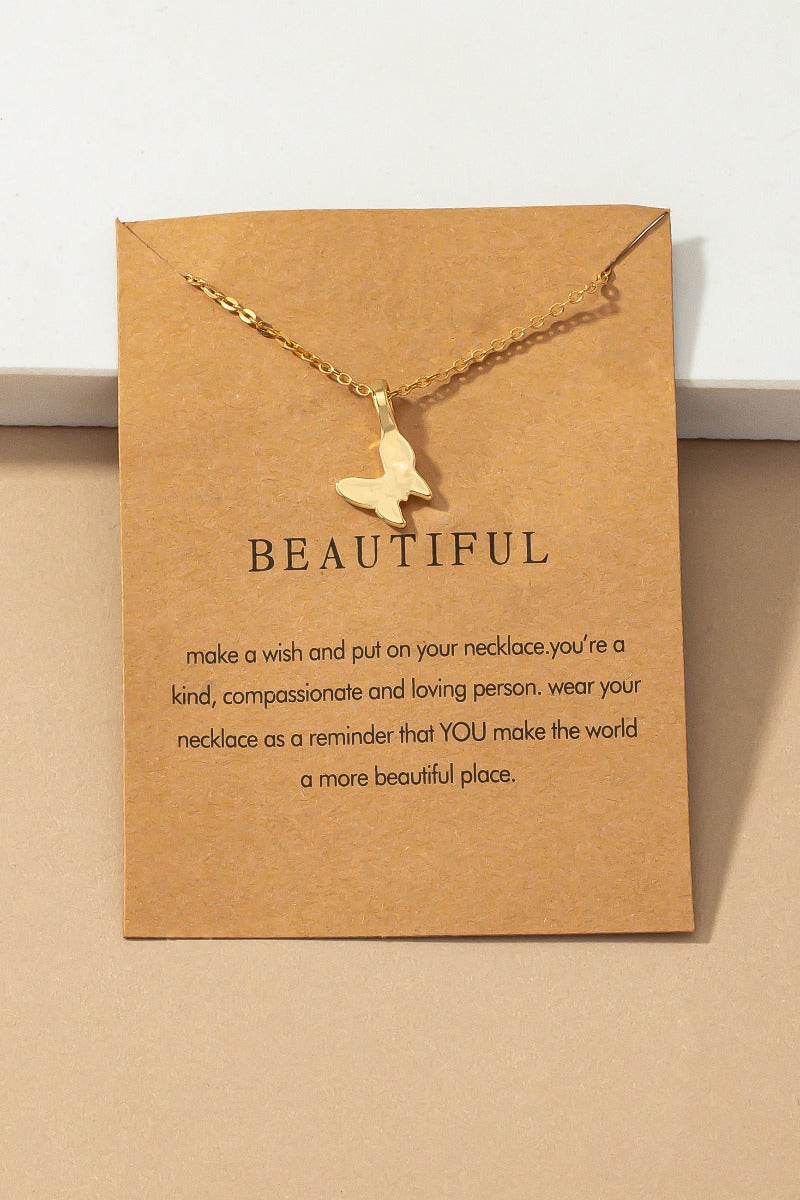 BUTTERFLY MAKE A WISH PENDANT NECKLACE GRAND BAZAAR