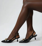 CHAIN ACCENT SLINGBACK HEELS