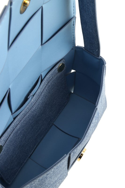 Checkered Pu Leather Crossbody Bag