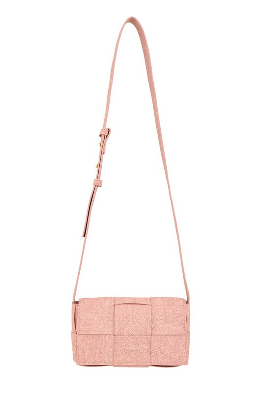 Checkered Pu Leather Crossbody Bag