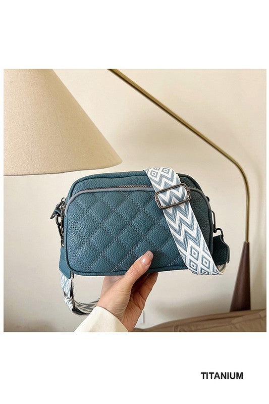 QUILTED VEGAN LEATHER CROSSBODY BAG