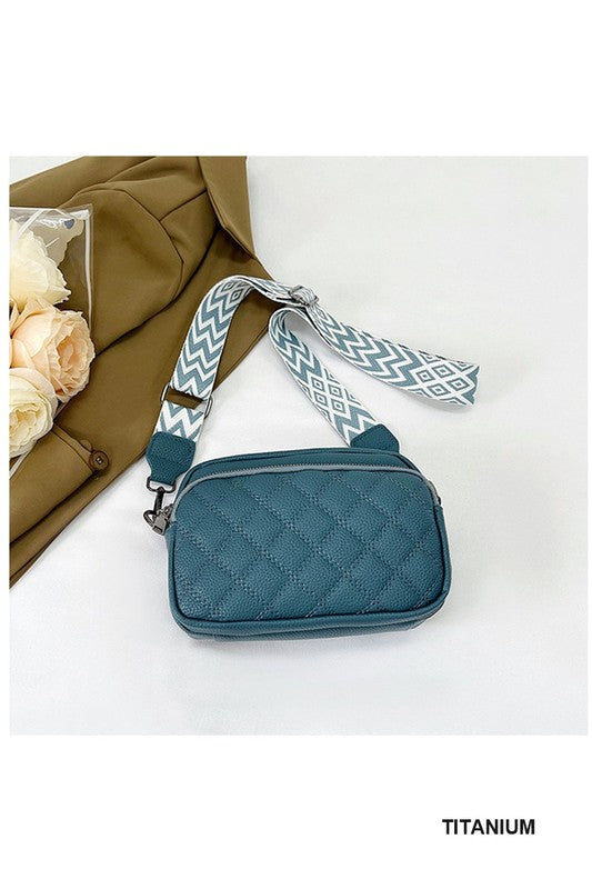 QUILTED VEGAN LEATHER CROSSBODY BAG