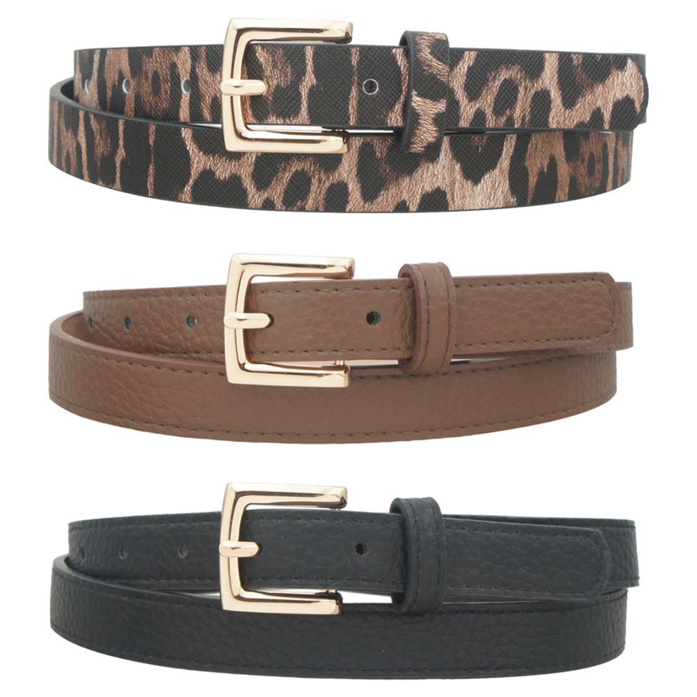 Minimalist Rectangle Pebbled Pebbled Trio Skinny Belt
