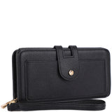 Plain Textured Zipper Hand Strap Wallet