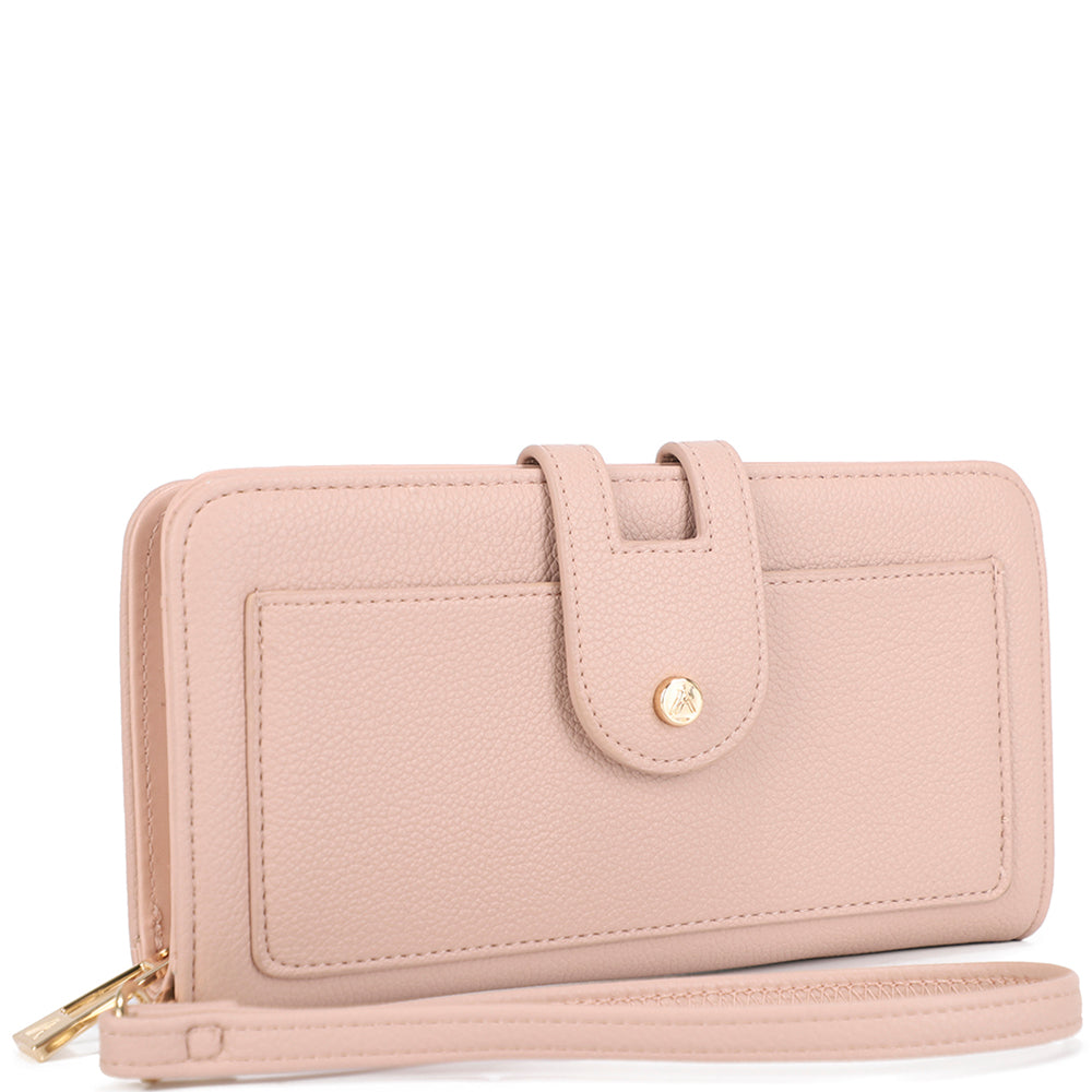Plain Textured Zipper Hand Strap Wallet
