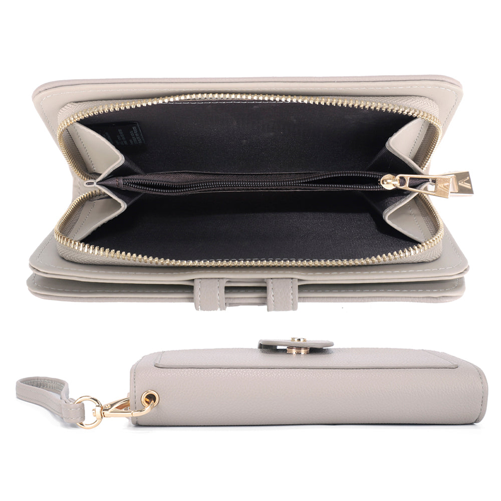 Plain Textured Zipper Hand Strap Wallet