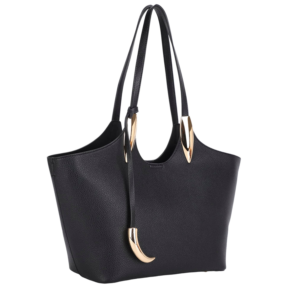 Plain Textured Shoulder Tote Bag