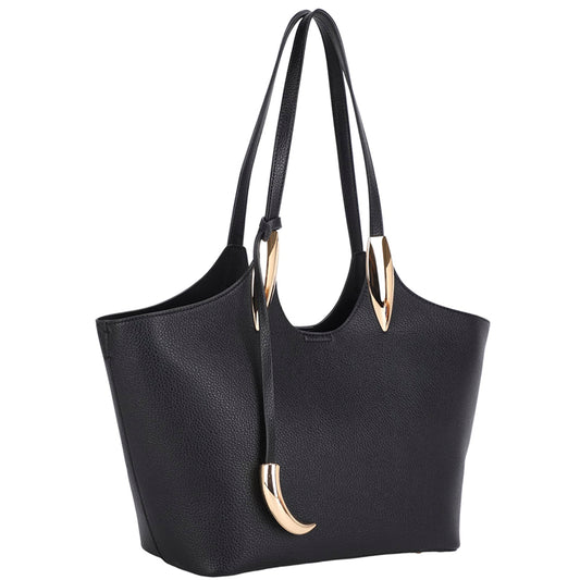 Plain Textured Shoulder Tote Bag
