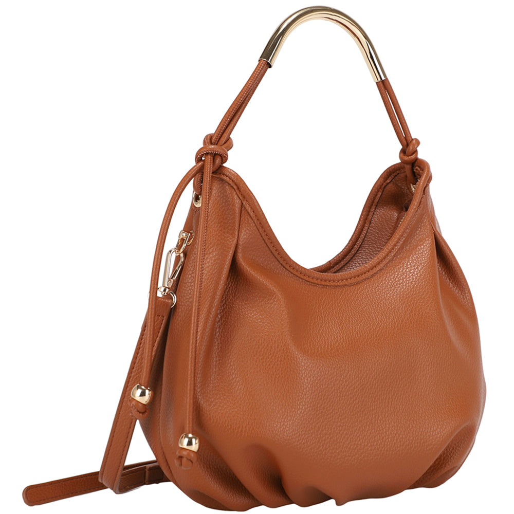 Trendy Metal Handle Curve Tote Bag 
