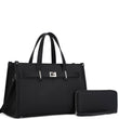 2In1 Modern Textured Satchel Bag W Wallet Set