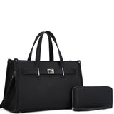 2In1 Modern Textured Satchel Bag W Wallet Set