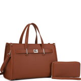2In1 Modern Textured Satchel Bag W Wallet Set