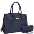 2In1 Modern Key Lock Design Satchel Bag W Wallet Set
