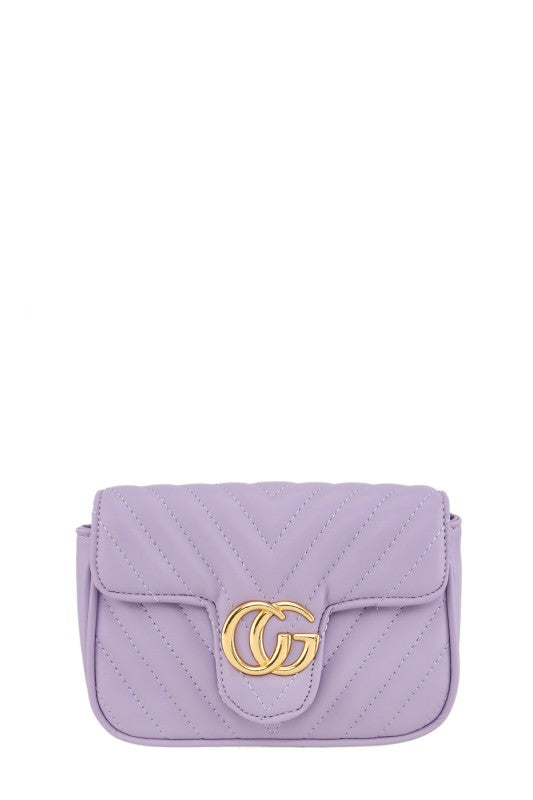 Chevron Quilted Cg Buckle Crossbody Bag