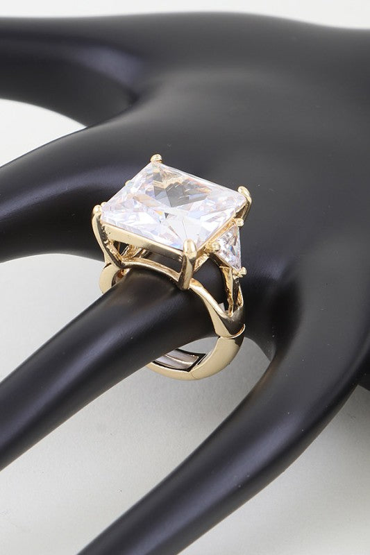 Cubic Rhinestone Statement Ring GRAND BAZAAR