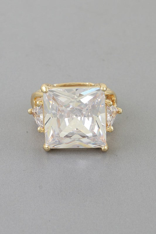 Cubic Rhinestone Statement Ring GRAND BAZAAR
