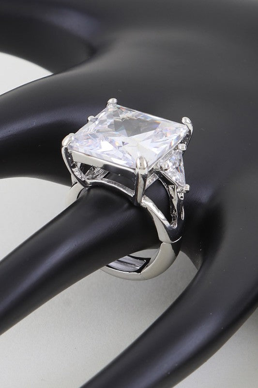 Cubic Rhinestone Statement Ring GRAND BAZAAR