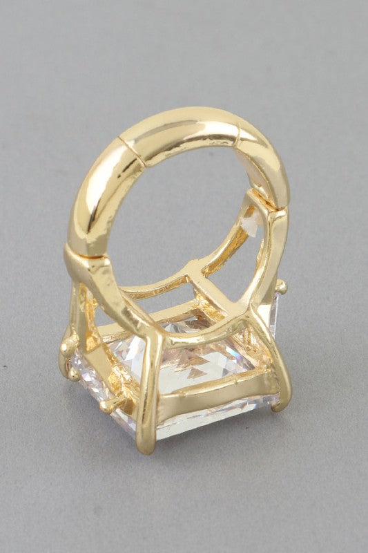 Cubic Rhinestone Statement Ring GRAND BAZAAR