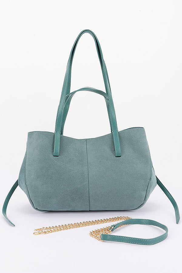 Suede Tote With Chain Strap
