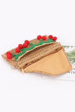 Faux Straw Cherry Clutch