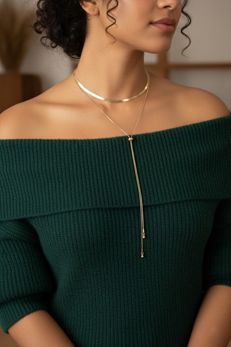 2 Layer Herringbone And Snake Chain Necklace
