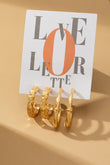 2 Pair Of Medium Texture Gold Hoop Earrings Set