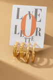 2 Pair Of Medium Texture Gold Hoop Earrings Set