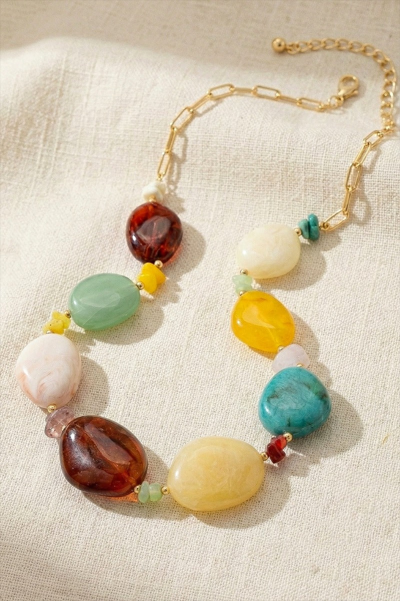 Artisan-crafted Resin Stone Statement Necklace