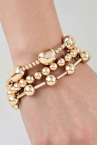 Multi Polished Beaded Tube Bracelet