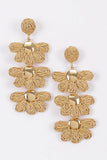 Layered Raffia Flower Drop Earrings