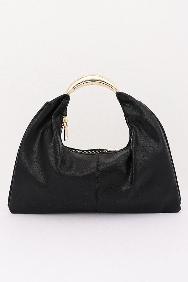 Metallic Top Handle Hobo Bag