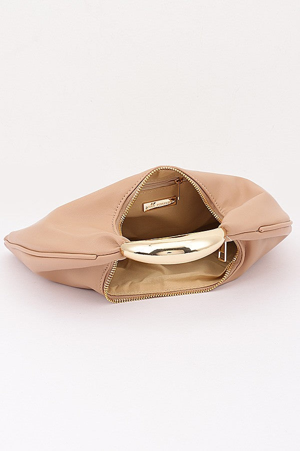 Metallic Top Handle Hobo Bag