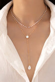 2 Pearl Y Necklaces Set