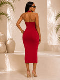 CAMILA HALTER SNATCHED MIDI DRESS