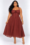 SIMPLY SWEET TIE FRONT MIDI DRESS PLUS