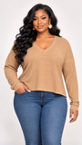 ESSENTIAL RIBBED LONG SLEEVE TOP PLUS