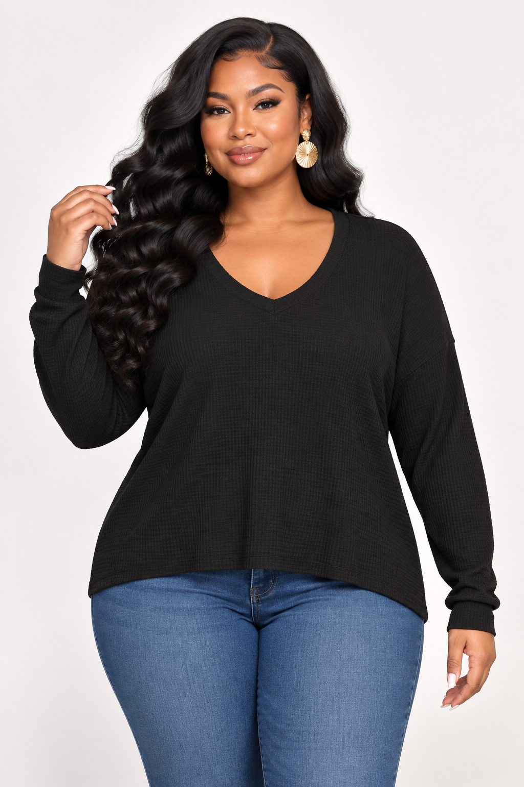 ESSENTIAL RIBBED LONG SLEEVE TOP PLUS