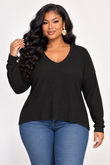 ESSENTIAL RIBBED LONG SLEEVE TOP PLUS