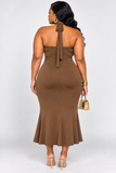 LILY HALTER BODYCON MIDI DRESS PLUS
