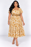 RUSTIC MIRAGE BELTED MIDI DRESS PLUS