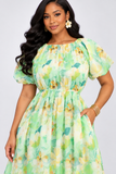 GARDEN FIELDS SHEER MIDI DRESS