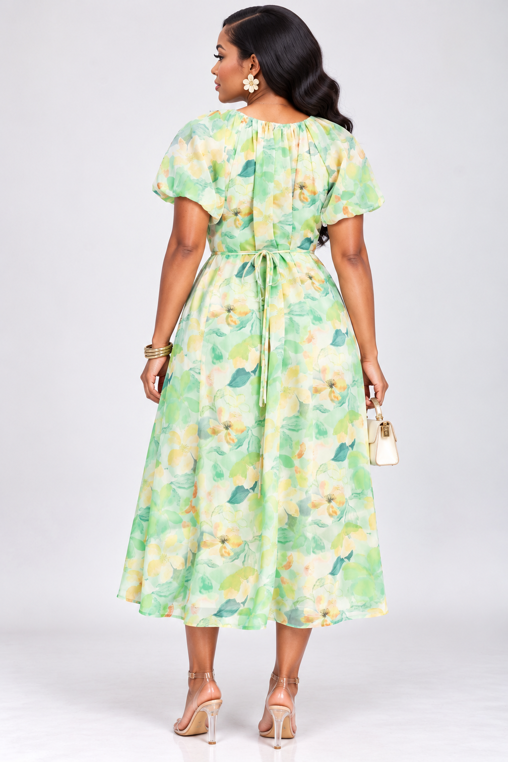 GARDEN FIELDS SHEER MIDI DRESS