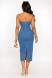 DENIM AFFAIR TUBE MIDI DRESS
