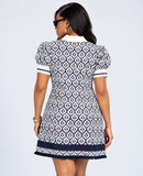 ADELINE PUFF SLEEVE JACQUARD DRESS