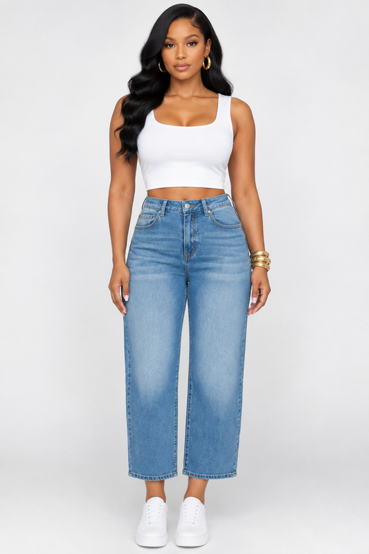 COME GET ME CROPPED STRAIGHT CUT JEANS