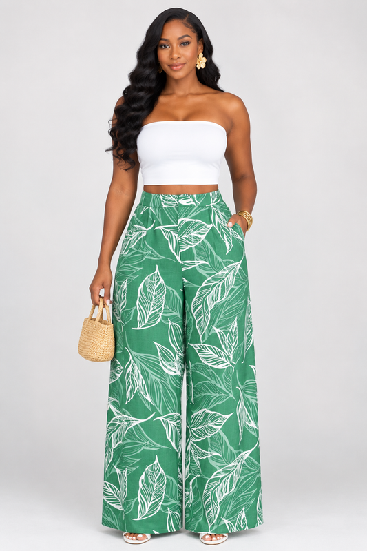 TROPICAL WIDE LEG PANTS