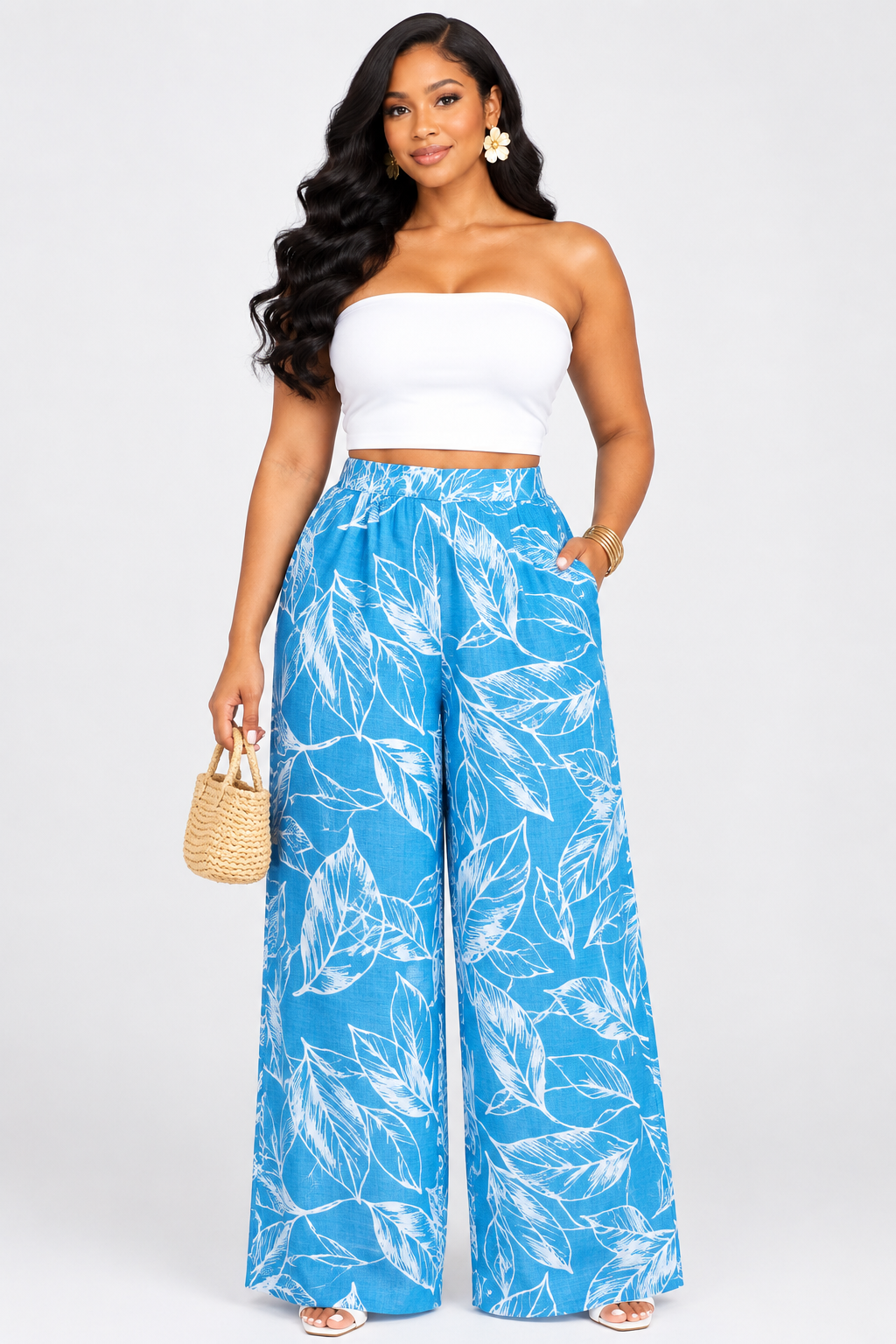 TROPICAL WIDE LEG PANTS