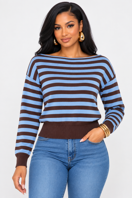 JUST A STRIPE GIRL SWEATER TOP